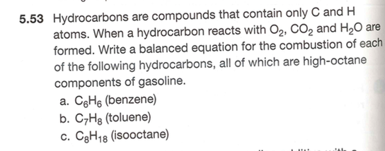 Combustion of isooctane balanced equation picture
