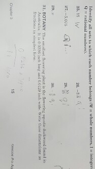 Solved Identify All Sets To Which Each Number Belongs (W = | Chegg.com