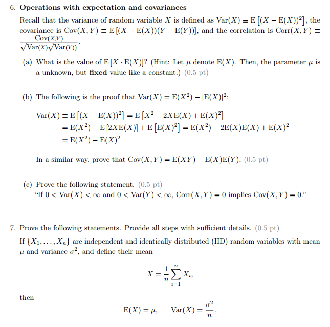 Solved Recall That The Variance Of Random Variable X Is D Chegg Com