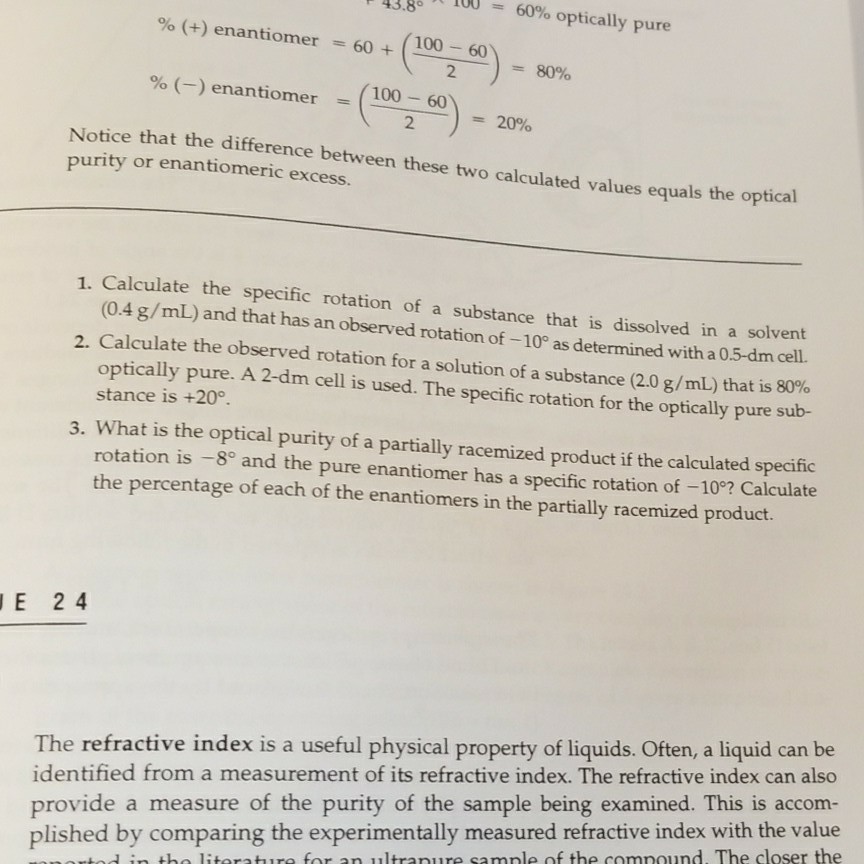 43 8 100 60 Optically Pure Enantiomer 60 Chegg Com