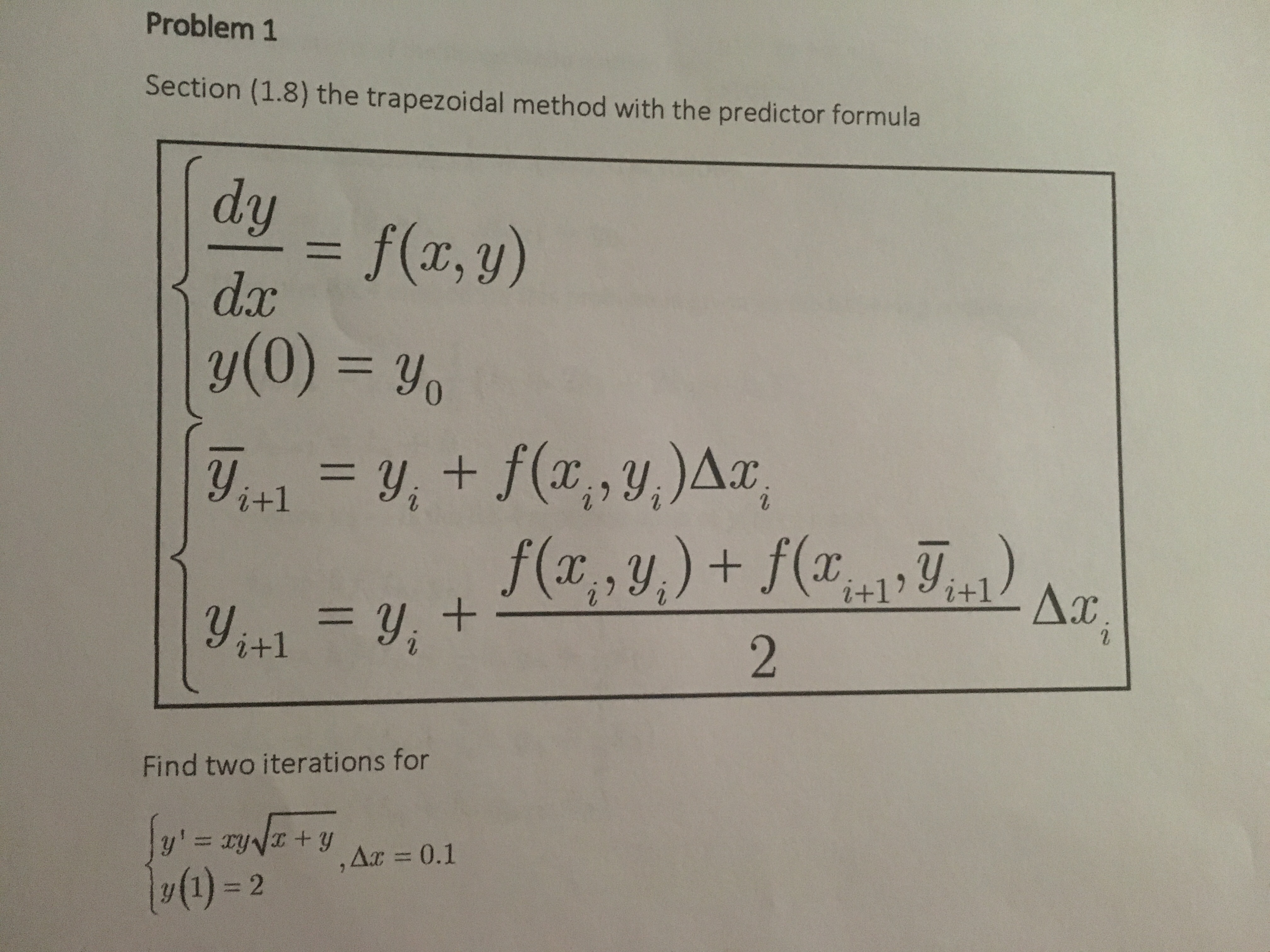 Solved Section 1 8 The Trapezoidal Method With The Pred Chegg Com