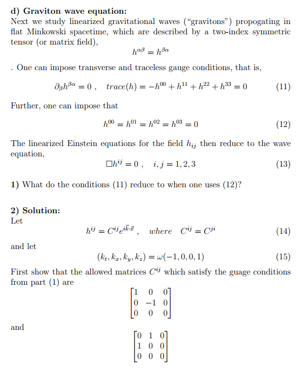 D Graviton Wave Equation Next We Study Linearized Chegg Com