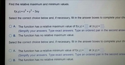 Find The Relative Maximum And Minimum Values F X Chegg Com