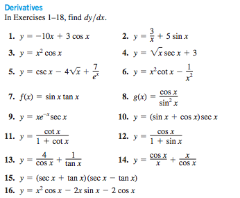 Solved Derivatives In Exercises 1 18 Find Dy Dx 1 Y 10x Chegg Com