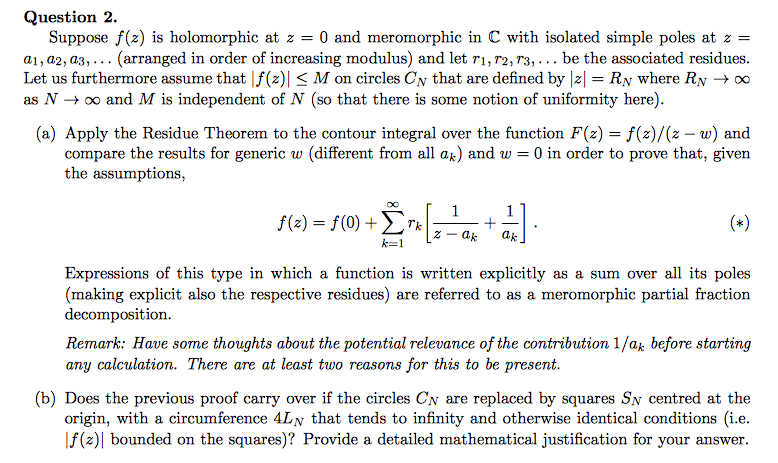 Solved Question 2 Suppose F Z Is Holomorphic At Z 0 And Chegg Com