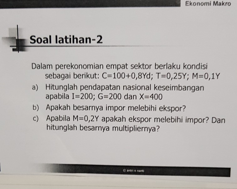 Ekonomi Makro Soal Latihan 2 Dalam Perekonomian Em Chegg Com