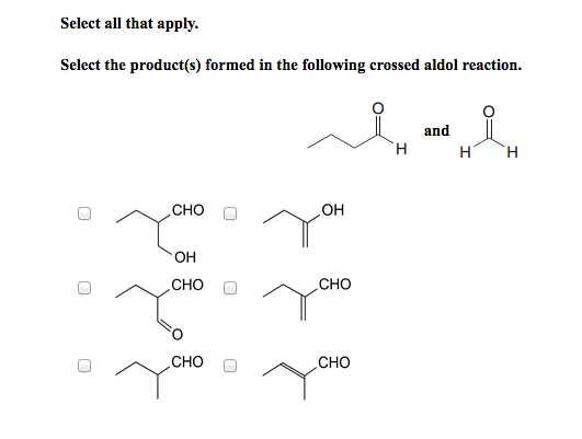 Solved Select The Product(s) Formed In The Following Cros