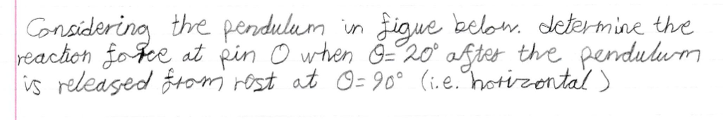 the pendulam n sique belom dletermine the vs released?tom rist at 9:90° (i.e. hotnental)