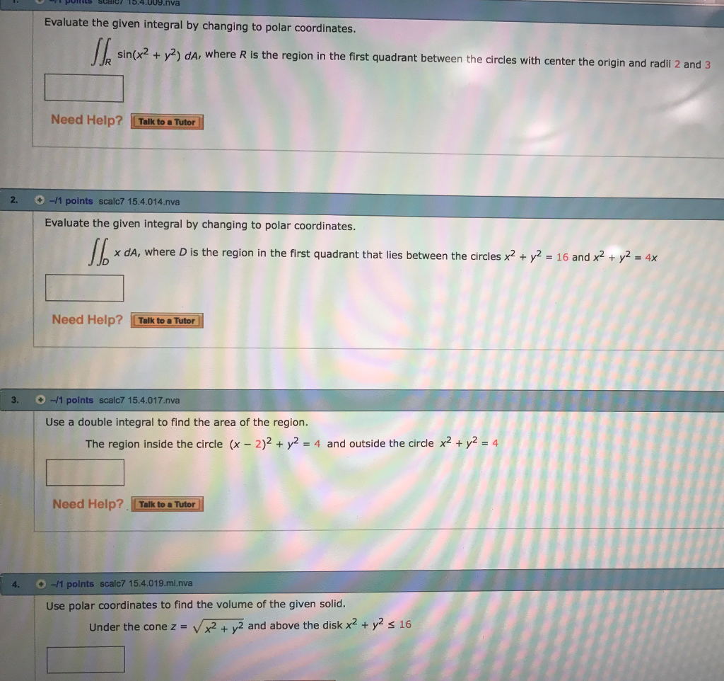 Solved Evaluate The Given Integral By Changing To Polar Chegg Com