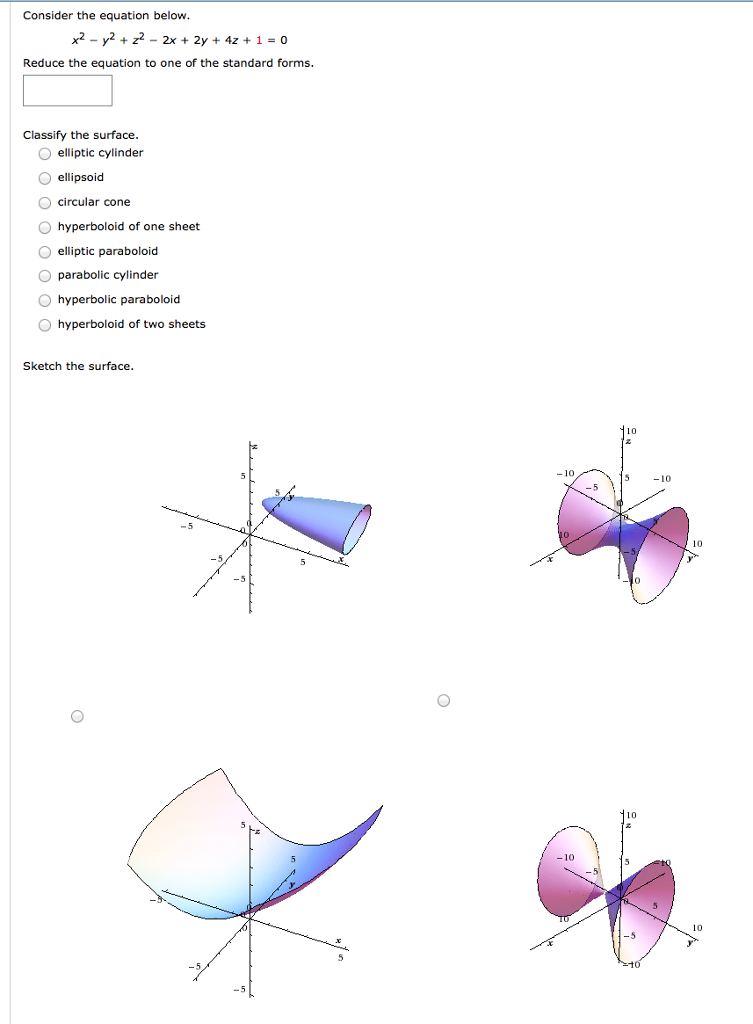 Solved Consider The Equation Below X 2 Y 2 Z 2 2x Chegg Com