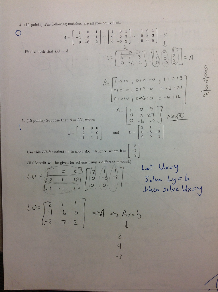 The (10 Following Row All 4. ... Points) Solved: Matrices Are