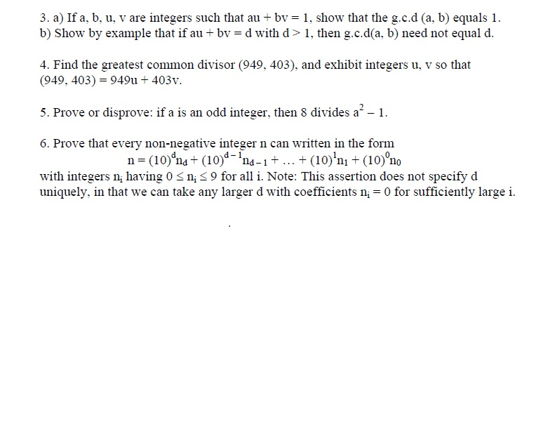 Solved If A B U V Are Integers Such That Au Bv 1 Chegg Com