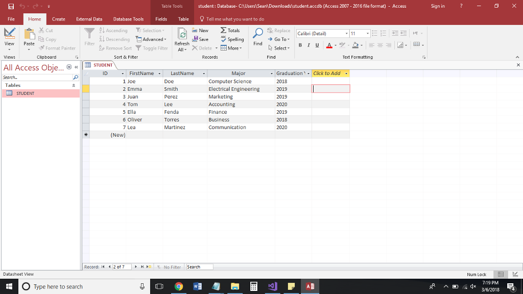 student access database