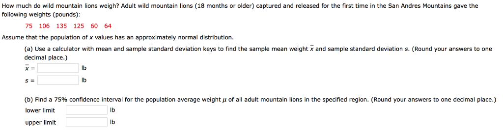 how much does a mountain lion weigh