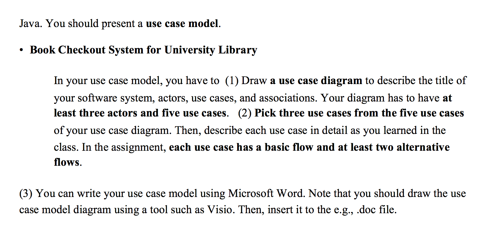 solved java you should present a use case model book ch