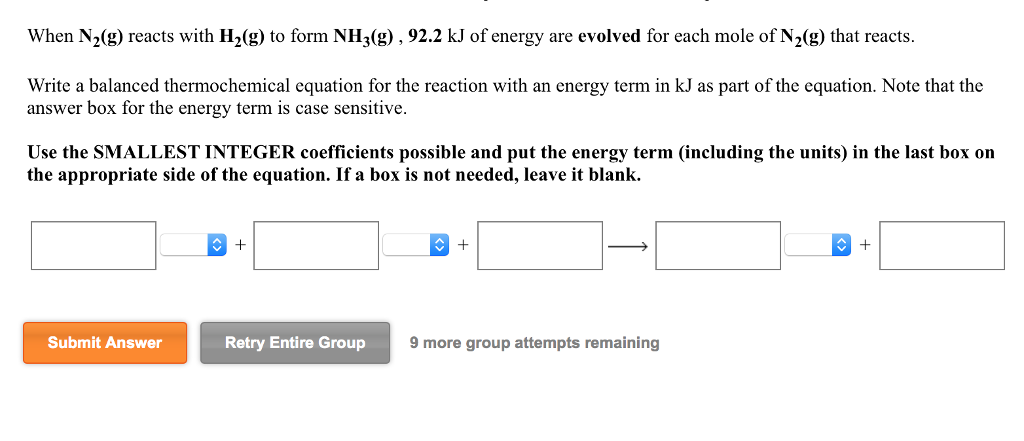 Write a balanced thermochemical equation for nh3g picture