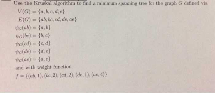 Solved Use The Kruskal Algorithm To Find A Minimum Spanni Chegg Com