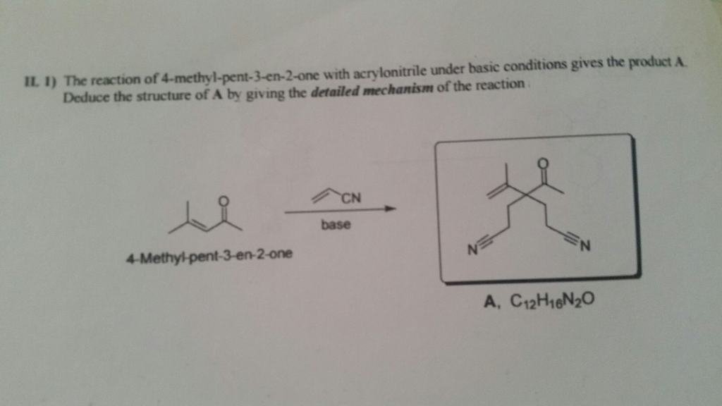 Solved I The Reaction Of 4 Methyl Pent 3 En 2 One With Chegg Com