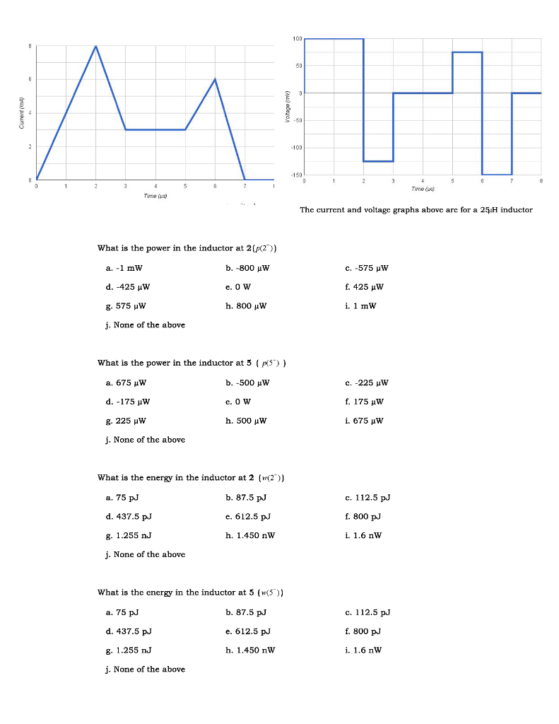 Solved What Is The Power In The Inductor At 2 P 2 A 1 Chegg Com