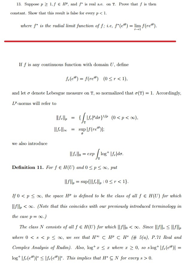 Solved This Problem Is About H P Spaces I Ve Dedicated Chegg Com