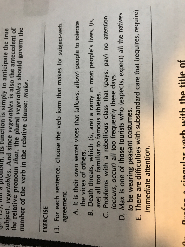 10. Each For EXERCISE Sentence, Choose T (20e-20j) ...