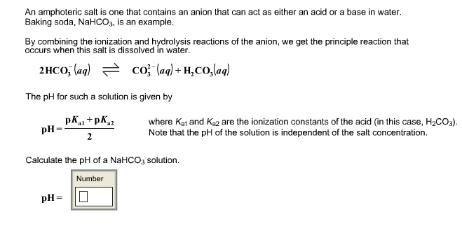 Solved An Amphoteric Salt Is One That Contains An Anion T Chegg Com