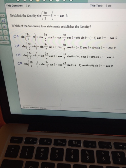 Establish The Identity Sin 3 Pi 2 Theta Cos Chegg Com