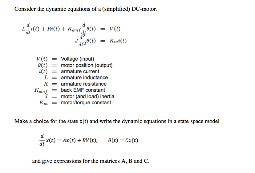 Solved Consider The Dynamic Equations Of A Simplified D Chegg Com