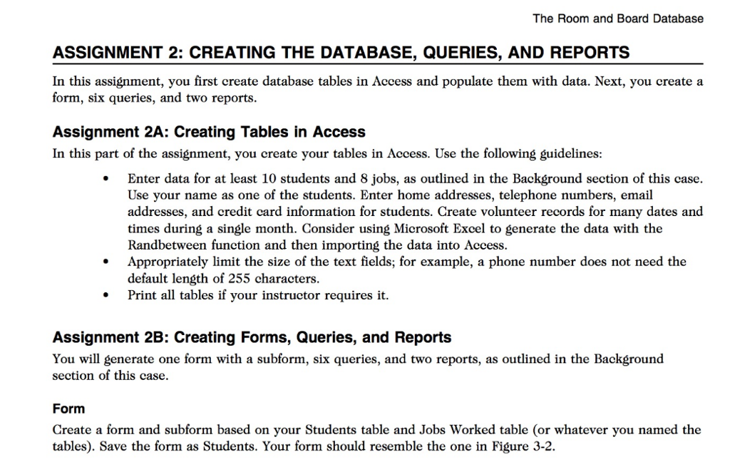 3 The Room And Board Database Designing A Relation