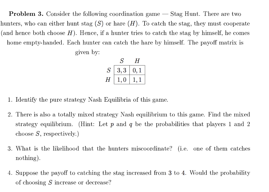 Solved Problem 3. Consider the following coordination game 