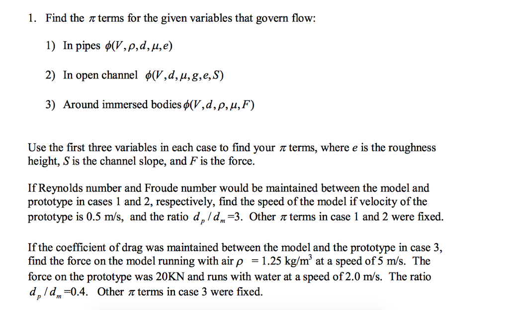 Solved Find The Pi Terms For The Given Variables That Gov Chegg Com