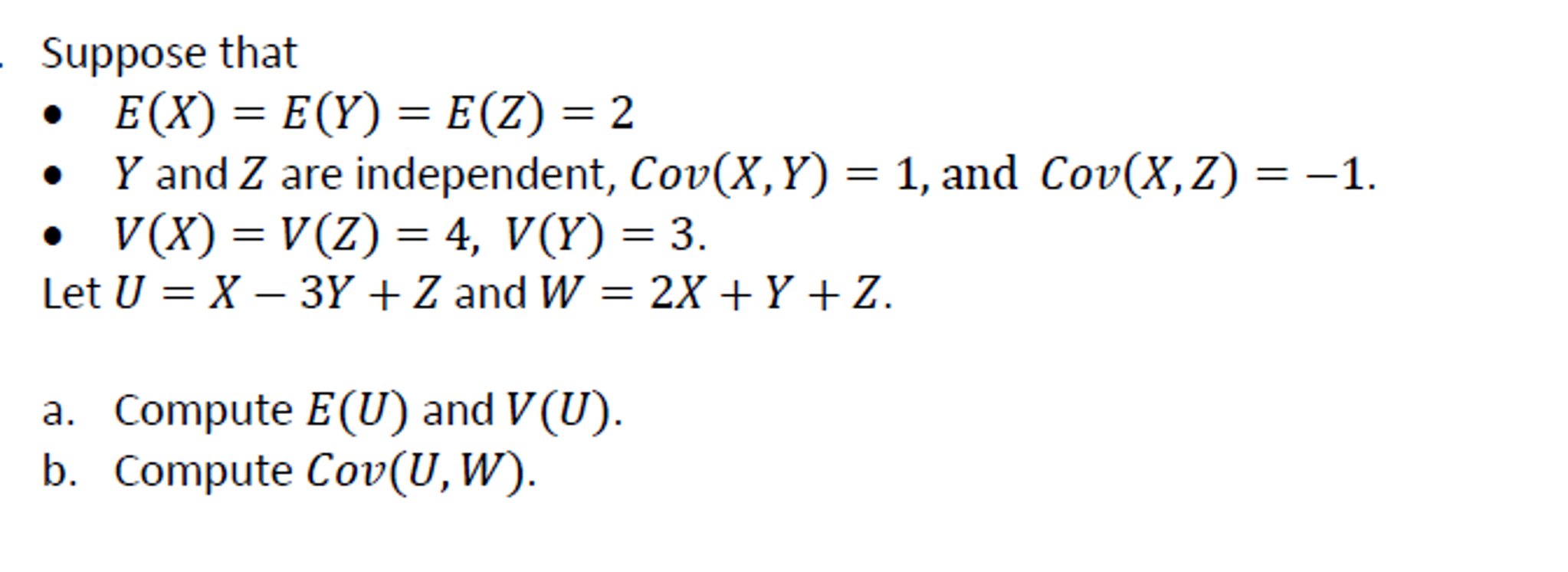 Suppose That E X E Y E Z 2 Y And Z Are Chegg Com