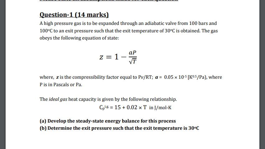 At high pressure, the compressibility factor 'Z' is equal toa