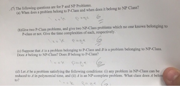 Solved The Following Questions Are For P And Np Problems