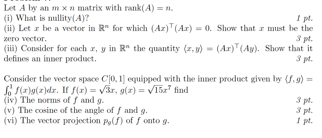 Solved Let A By An M X N Matrix With Rank A N I Wha Chegg Com