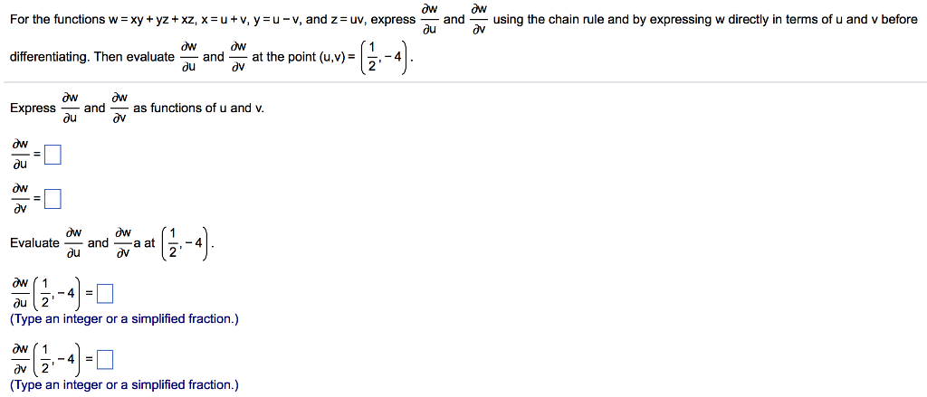 Solved For The Functions W Xy Yz Xz X U V Y Chegg Com