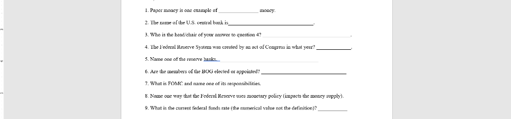 Solved L Paper Moacy I Oae Cxunplk Of Money 2 The Nf E U