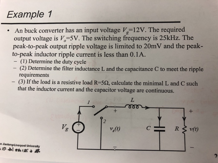 Solved Example 1 An Buck Converter Has An Input Voltage V - 