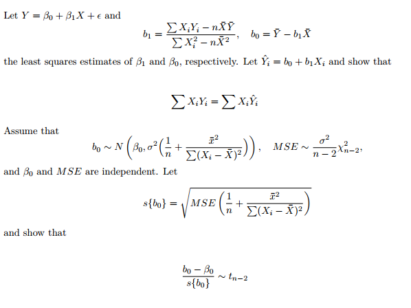 Solved Let Y = beta_0 + beta_1 X + elementof and b_1 = Sigma | Chegg.com