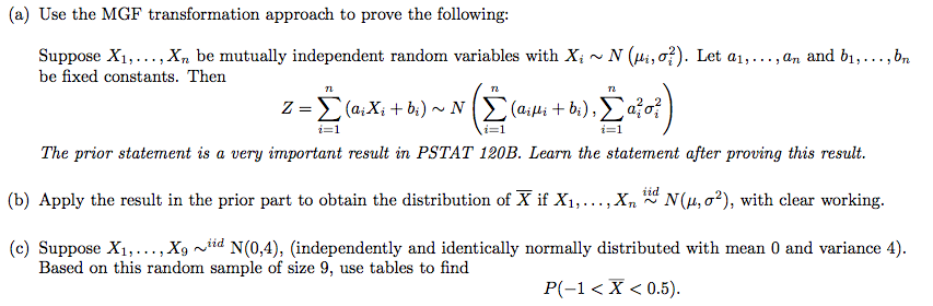 Use the MGF transformation approach to prove the | Chegg.com