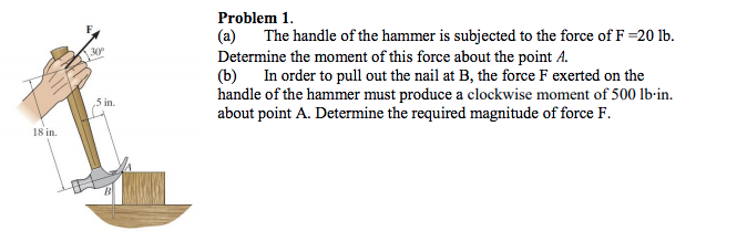 Solved Problem 1 (a) The Handle Of The Hammer Is Subjected | Chegg.com