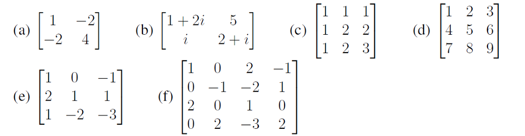 Solved Determine whether each of the following matrices is | Chegg.com