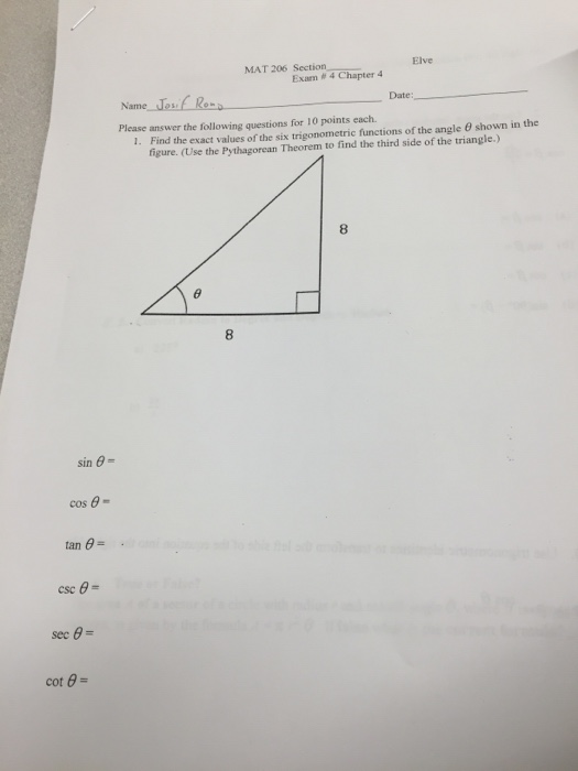 How To Find The Six Trigonometric Functions Of An Angle Images And Photos Finder 8177