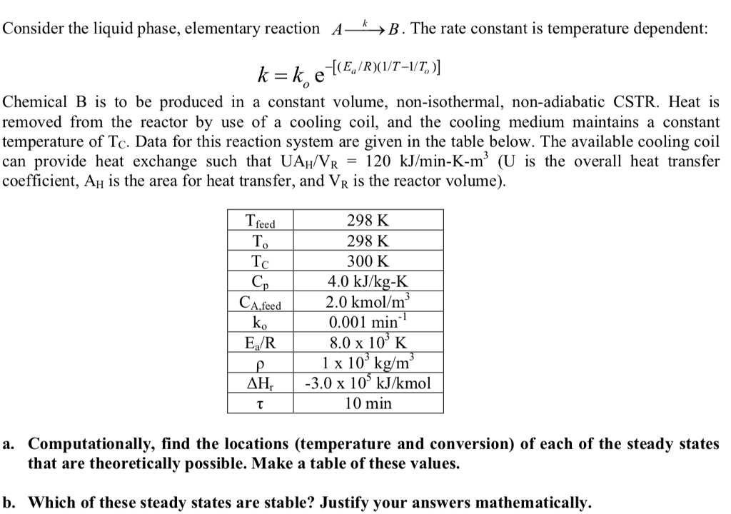 Solved Consider The Liquid Phase, Elementary Reaction A_*>B. | Chegg.com