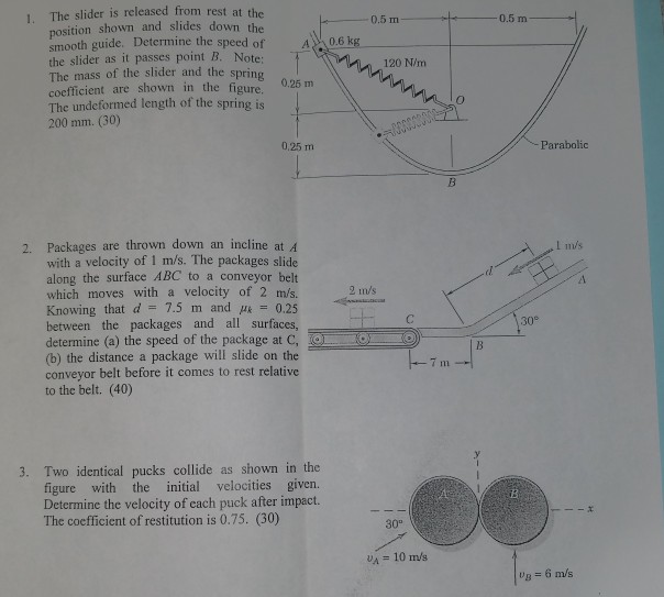 Solved The 56 Kg Slider Is Released From Rest In Position A Or Cheggcom