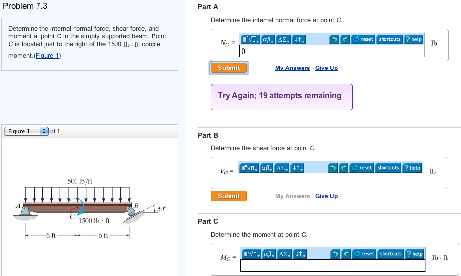 Solved Determine the internal normal force, shear force, and | Chegg.com