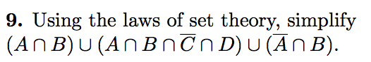 Solved Using The Laws Of Set Theory, Simplify (A B) (A B C | Chegg.com