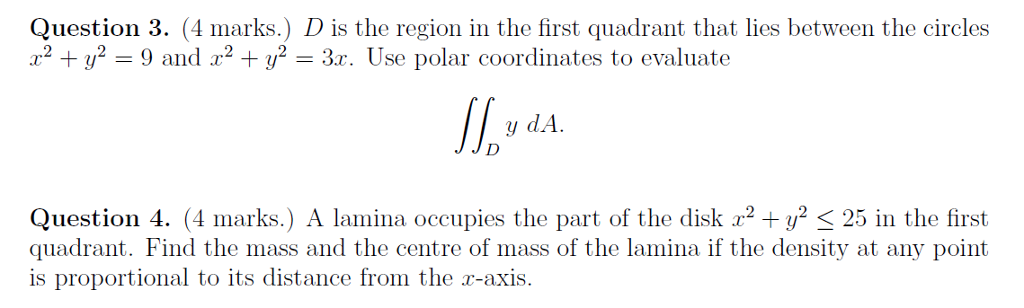 Solved D is the region in the first quadrant that lies | Chegg.com