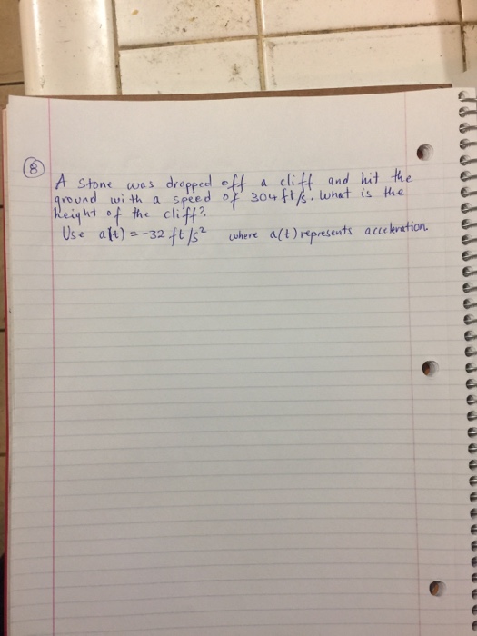solved-a-stone-was-dropped-off-a-cliff-and-hit-the-ground-chegg
