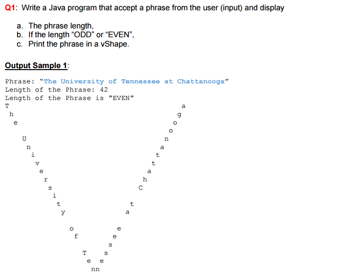 Solved Write a Java program that accept a phrase from the | Chegg.com